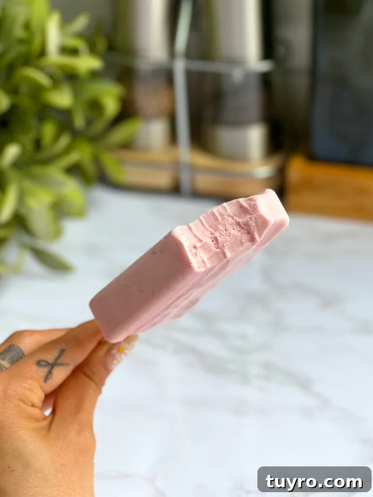Creamy Strawberry Popsicles Recipe 3 Strawberry puree and cream base