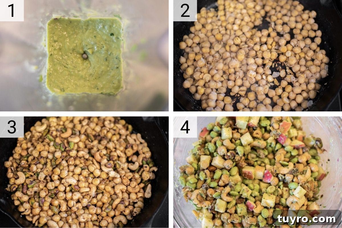 Edamame Salad with Sesame Ginger Dressing 4 process shots of how to make edamame salad