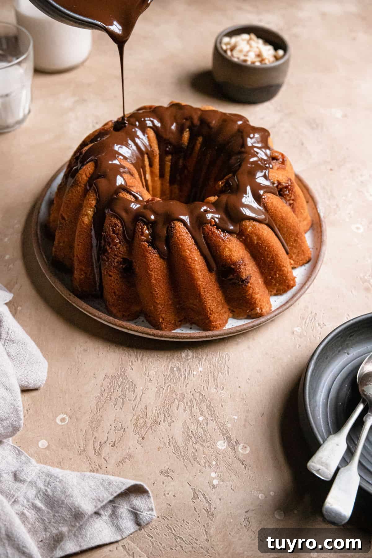 Decadent Snickers Bundt Cake Recipe with Salted Caramel Glaze 4 Snickers Bundt Cake