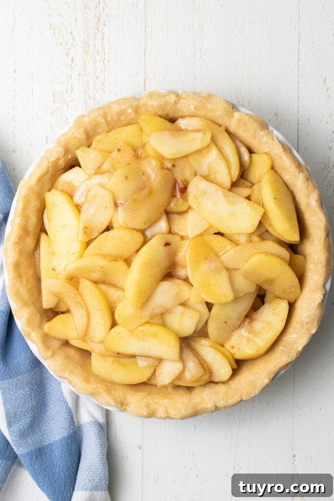 Flaky Almond Flour Pie Crust Recipe for Perfect Pastries 9 An apple pie shown with a precooked filling in an almond flour crust.
