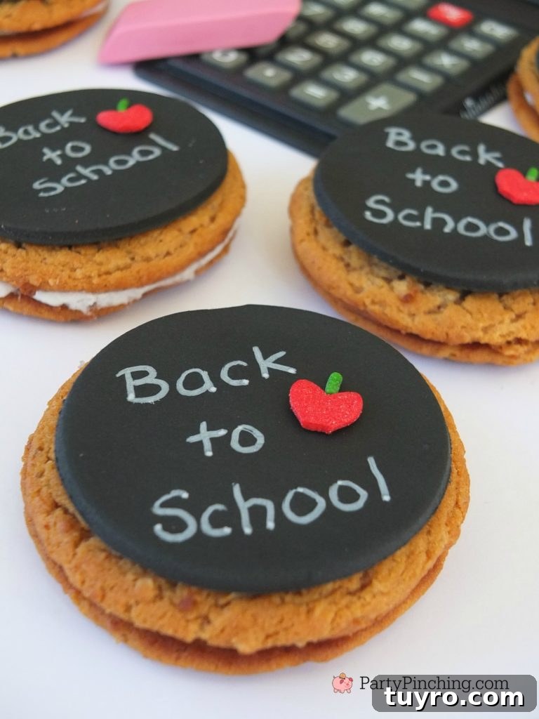 Back-to-School Oatmeal Creme Pies Recipe for Lunchbox Treats 3 Back to School Little Debbie Oatmeal Creme Pies, chalkboard cookies, notepaper cookies, fun school lunch recipe ideas easy to make snack food ideas for kids