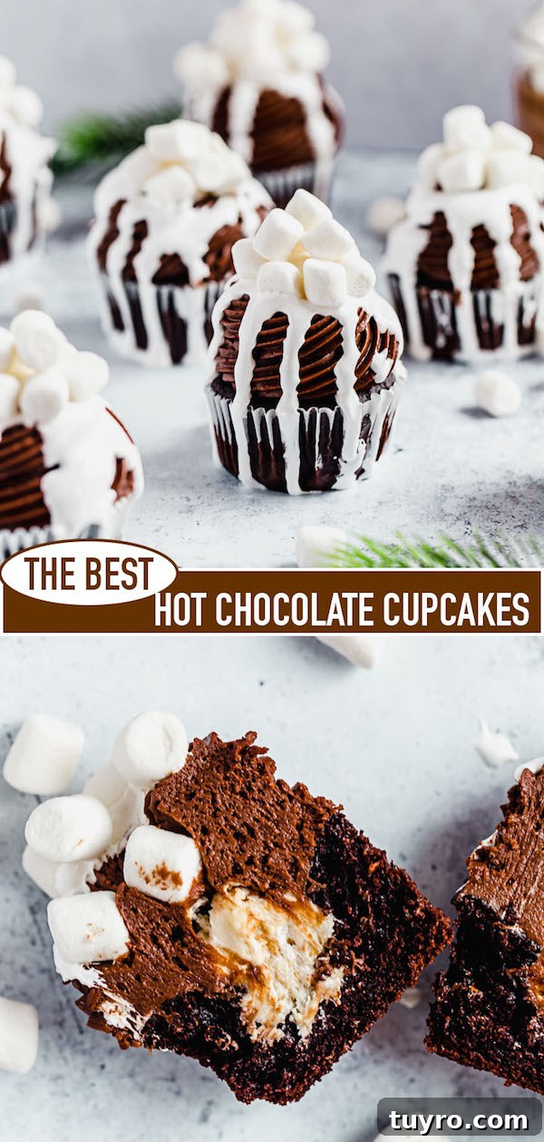 Pin image for Hot Chocolate Cupcakes Hot chocolate cupcakes pin image