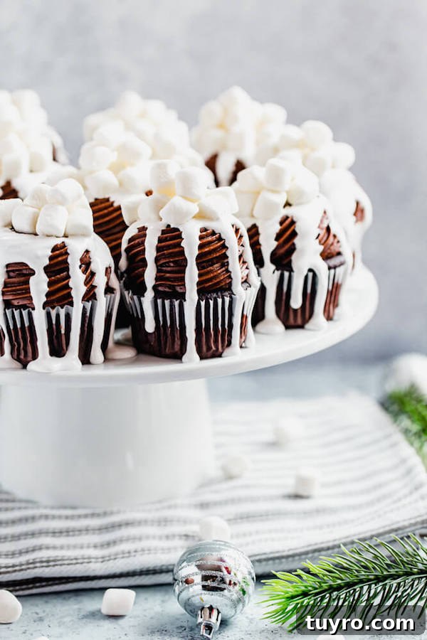 Hot Chocolate Cupcakes on a cake stand hot chocolate cupcakes on a cake stand
