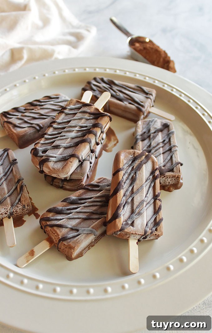 Boozy Fudgsicles (Vegan + Gluten Free) - Rich, creamy, and refreshing and spiked with a little rum. These boozy fudgsicles are the perfect summertime indulgence. A rum free option is available. | robustrecipes.com