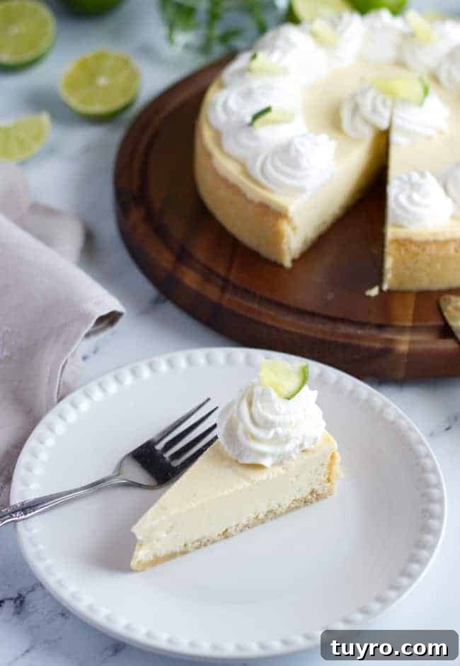 Keto Key Lime Cheesecake Recipe: Low-Carb Citrus Cheesecake 6 slice of cheesecake on plate
