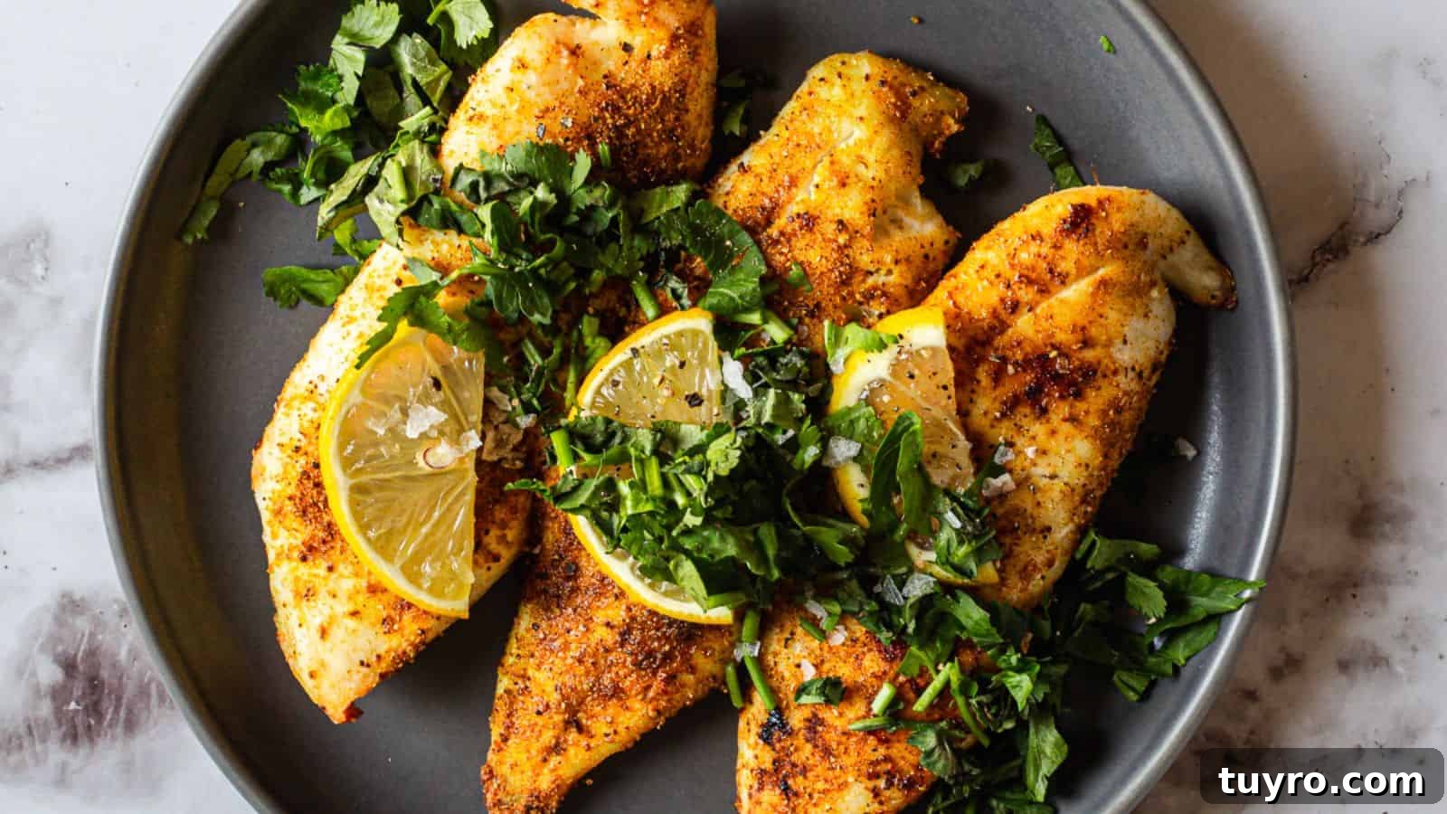 Air fryer spiced tilapia fillets.