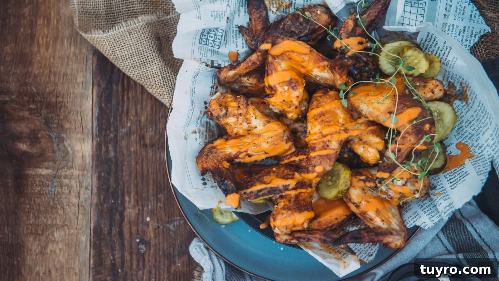 Air fryer pickle-brined wings cooked tangy and crisp.