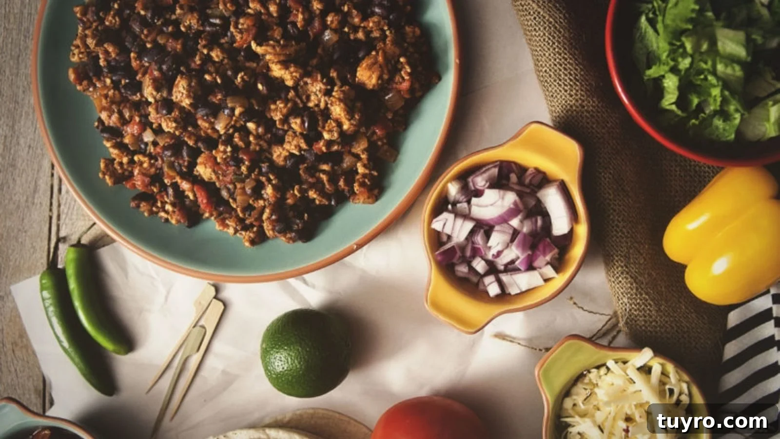 Slow cooked turkey taco filling with tender seasoned turkey.