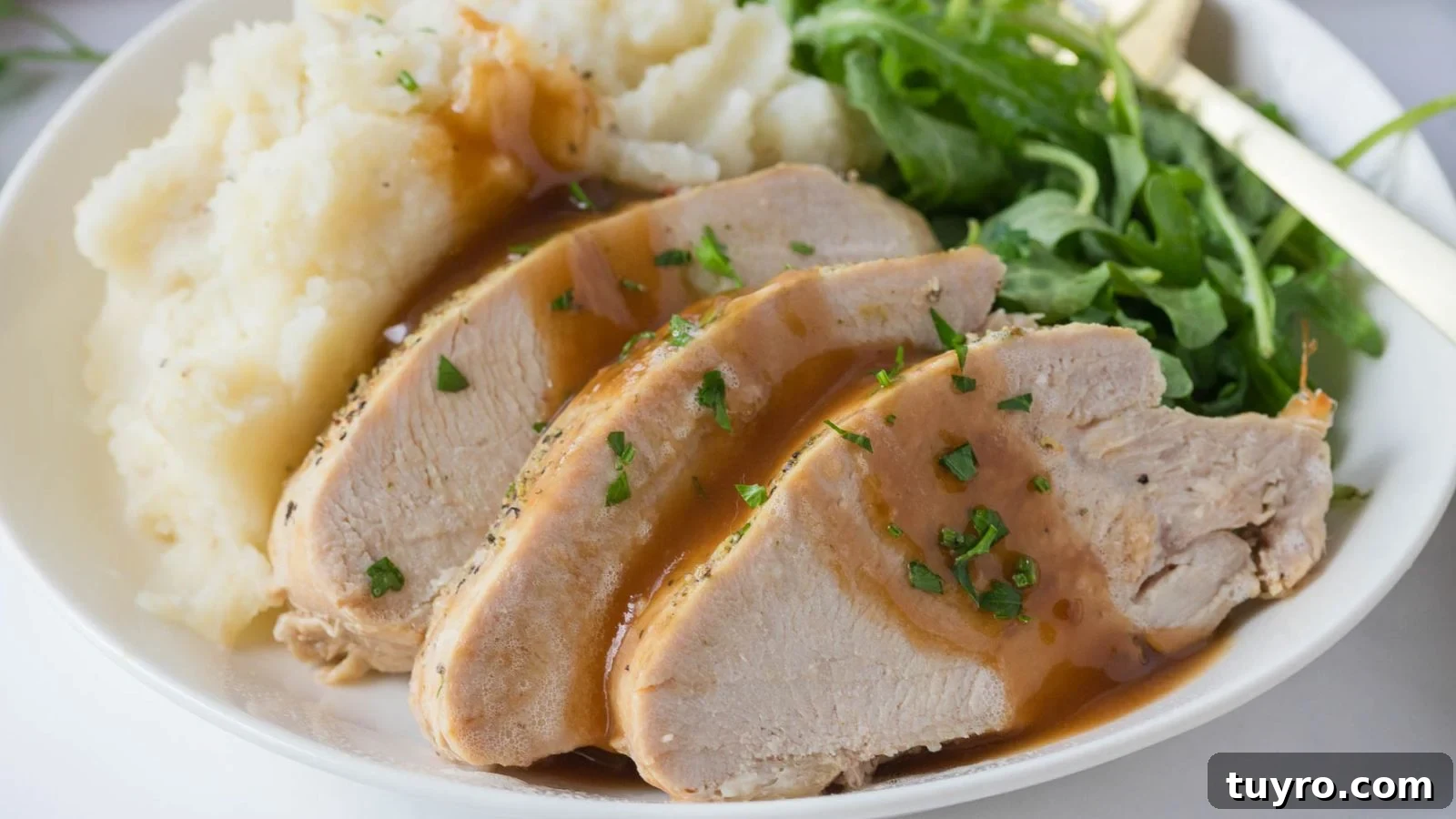 Boneless turkey breast slow cooked until juicy with simple seasoning.