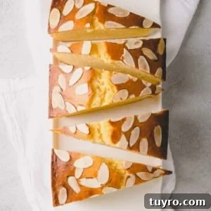 Almond yogurt cake slice.