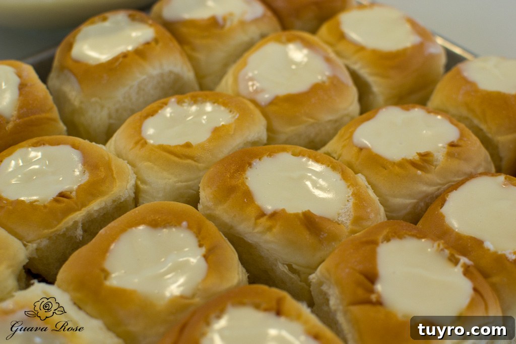 Hawaiian sweet rolls filled with cream cheese custard