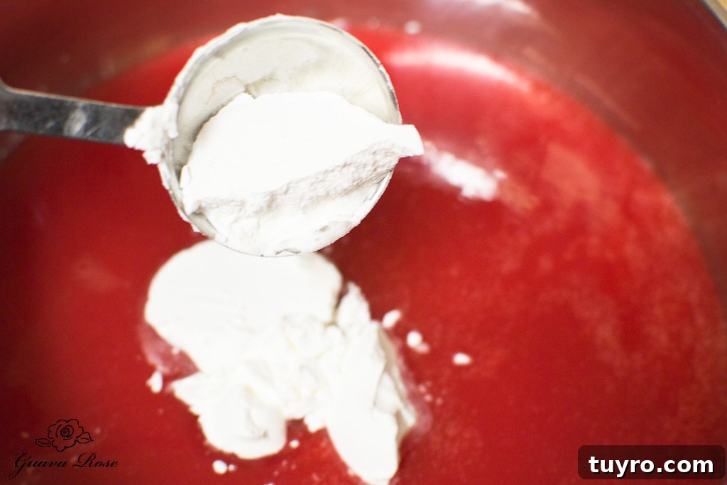 Adding cornstarch to guava juice concentrate