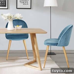 Velvet Upholstery Mid-Century Modern Dining Chair
