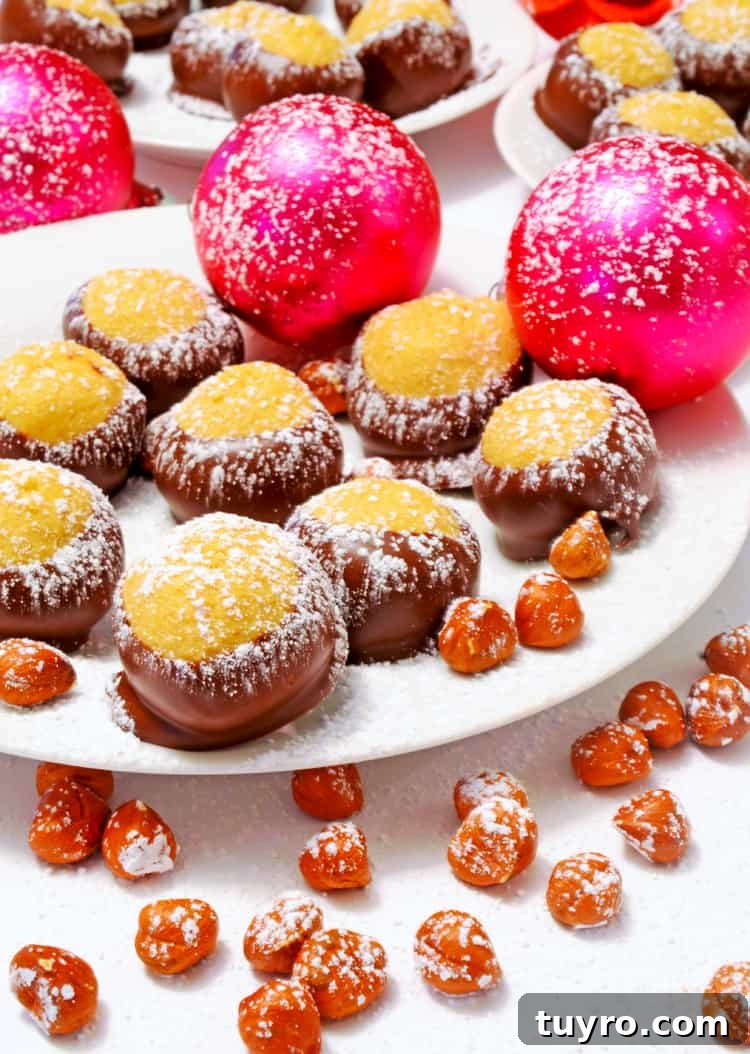 Nutella Buckeyes: Creamy Chocolate Hazelnut Truffle Recipe 2 Buckeye treats on a festive platter.
