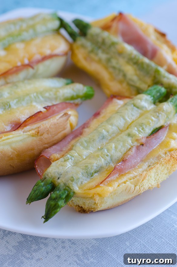 Smoked Bacon, Ranch Ham & Asparagus Melt Sandwiches 4 Smoked Bacon Ranch Ham and Asparagus Melts by @SeededTable #HiddenValleyIt