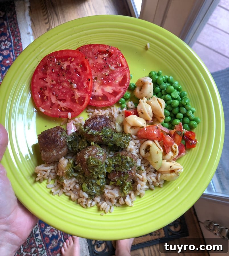 meatballs and veggies