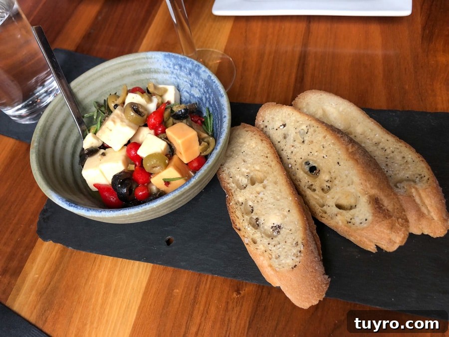 toast with cheese and olives