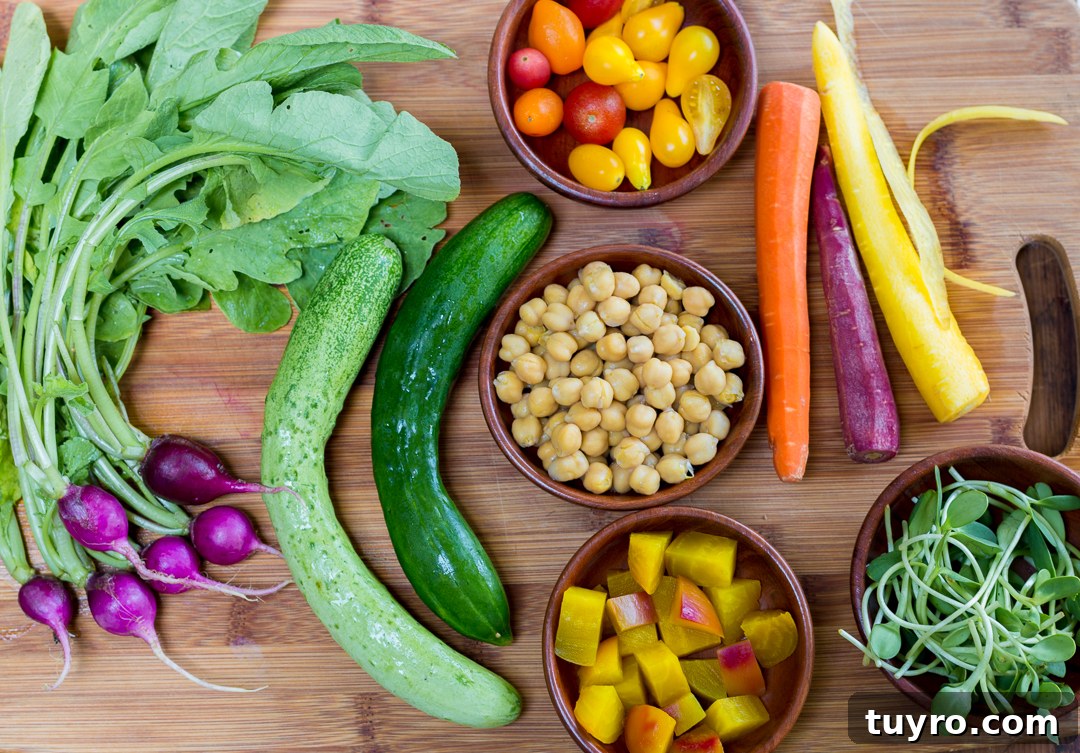 Farm-fresh vegetables for a colorful Buddha bowl