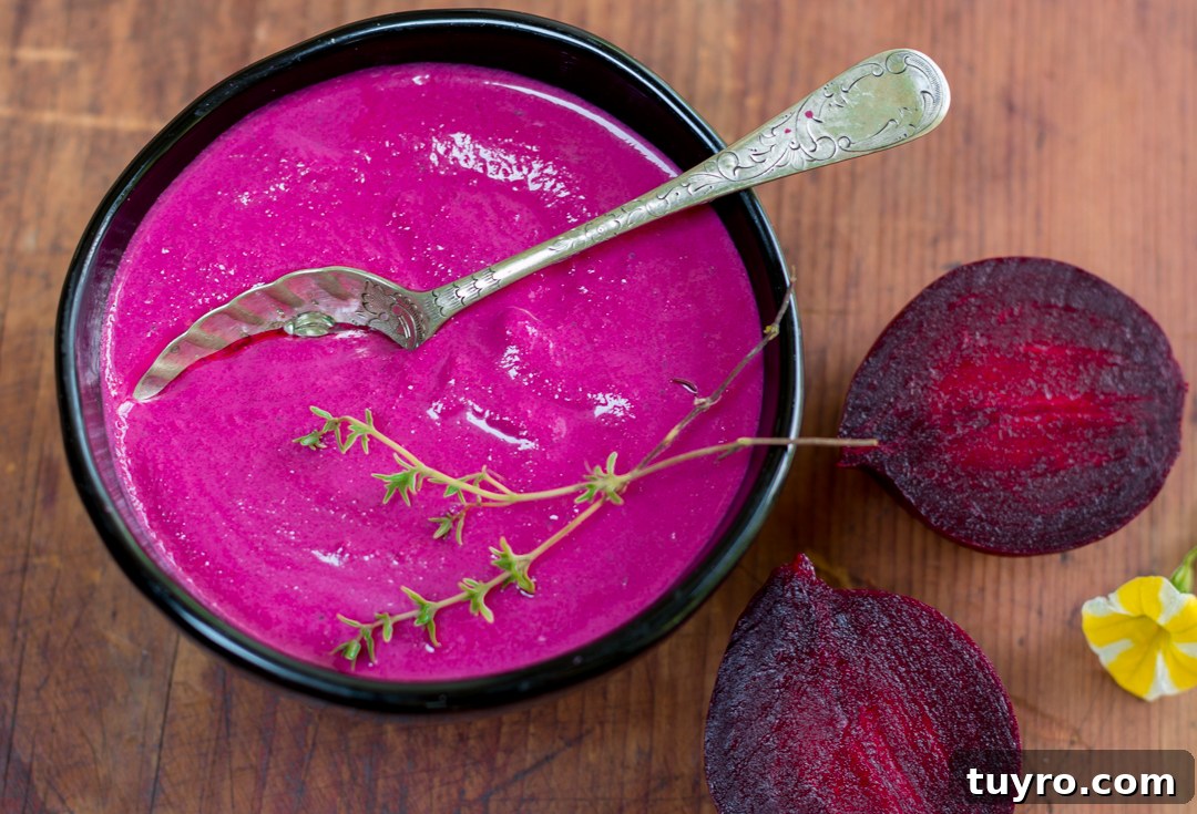 Bright beet and tahini dressing for a Buddha bowl