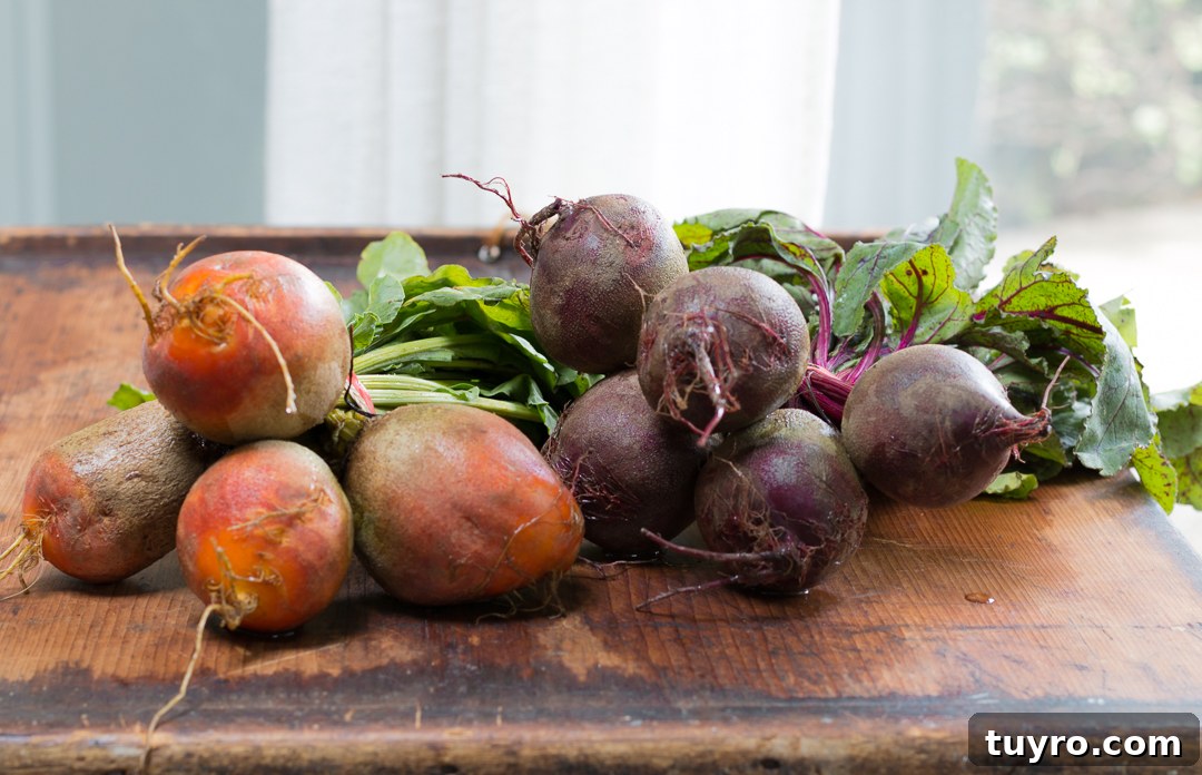 Golden and ruby beets from a local farmers market