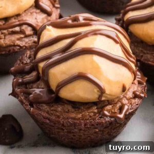 Mini Texas Sheet Cake Bites Recipe — Perfect Chocolate Party Treat 14 Buckeye brownie up close.