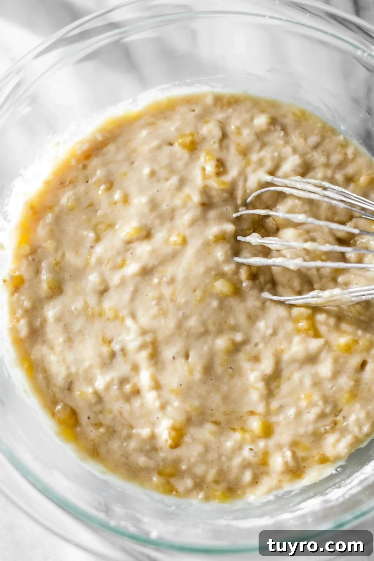 banana muffin batter in bowl
