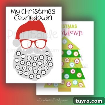 2 christmas countdown printables.