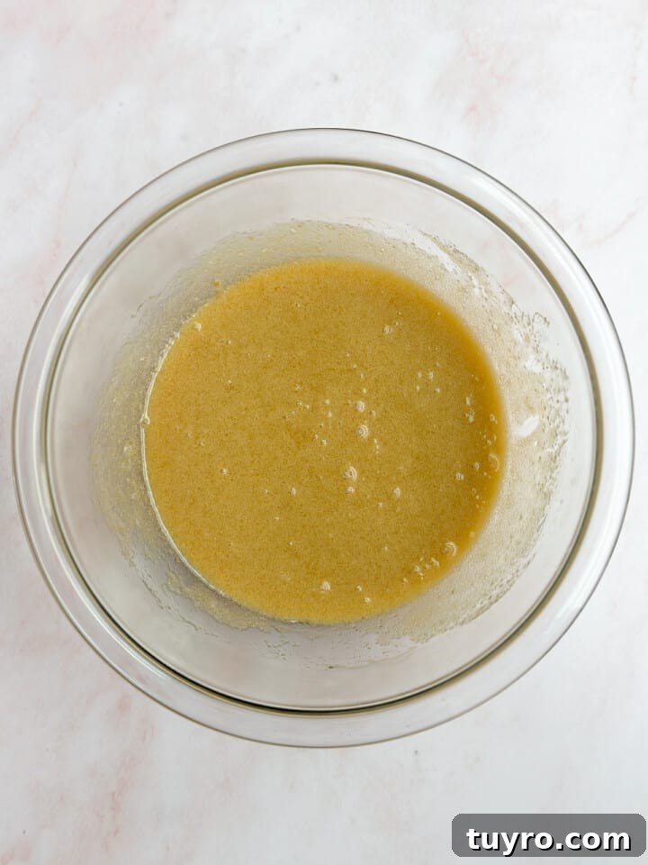 wet ingredients mixed together.