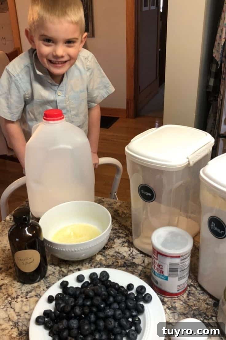 Kid-Approved Mini Blueberry Muffins Recipe 6 Wet and dry ingredients coming together to make mini blueberry muffins.