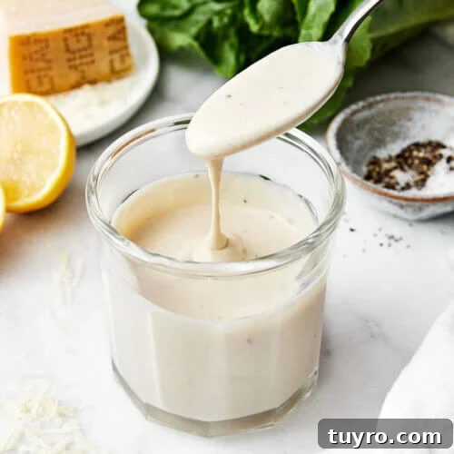 14 Fresh Salad Dressings and Vinaigrettes You’ll Love 10 A cup of Caesar dressing.