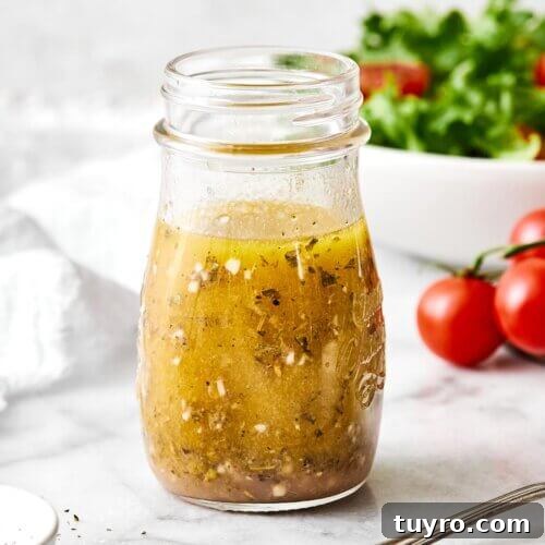 14 Fresh Salad Dressings and Vinaigrettes You’ll Love 4 A glass jar of Italian dressing.